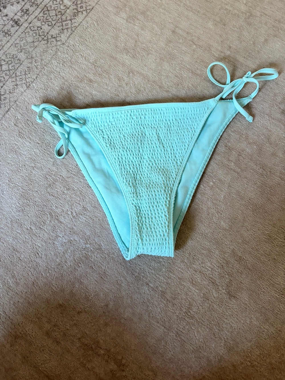 Hollister Light Aqua Textured Tie-Side Bikini Bottom